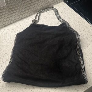 Stella McCartney Falabella Black Tote with Silver Chain Trim 17W x 26 from strap